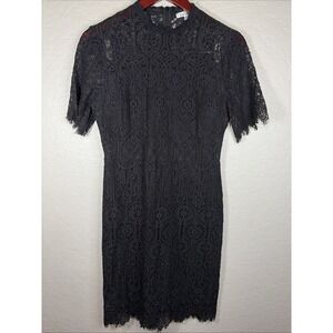 Zalalus Women's Black Lace Cocktail Dress Short Sleeve, Size 10